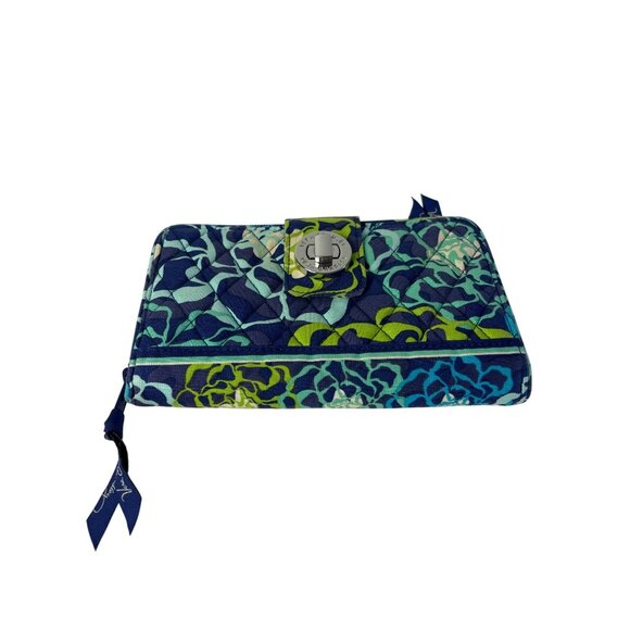 Vera Bradley Katalina Blues RFID Turnlock Wallet 8 in X 5 in - Picture 1 of 5